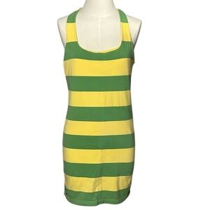 Ralph Lauren Rugby Large Yellow Green Stripes Sleeveless Dress